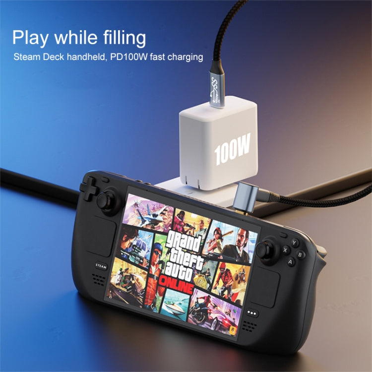 For Steam Deck Gen 100W USB-C/Type-C Male to USB-C/Type-C Female Stereo Curved Extension Cable, Length:0.5m - free shipping - PMC TechLife - Order now!