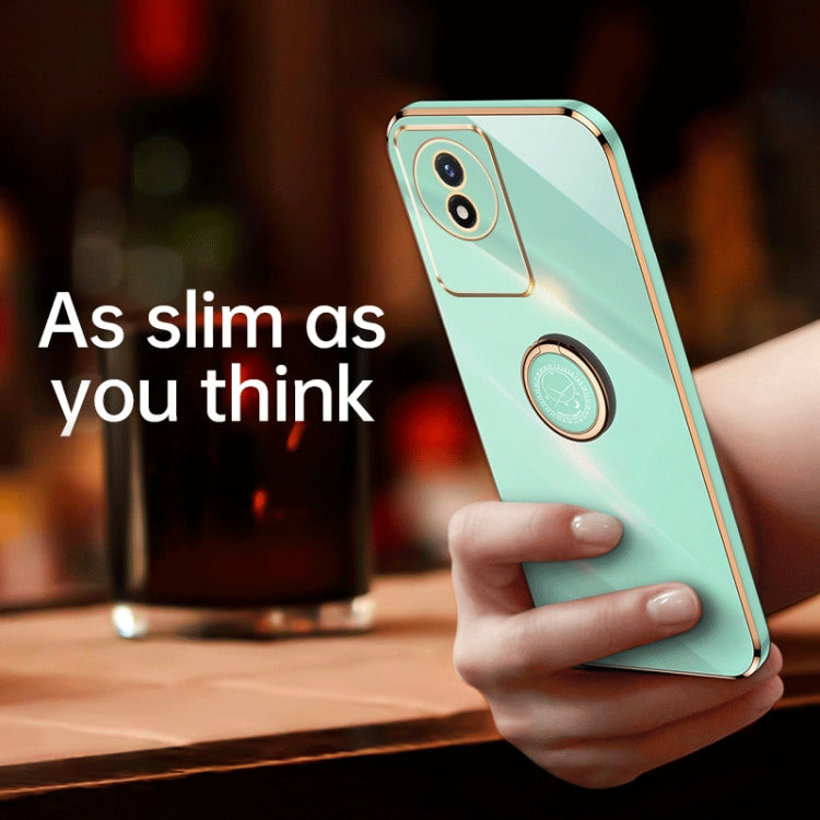 For vivo Y02 4G XINLI Straight Edge 6D Electroplate TPU Phone Case with Ring Holder(Cherry Purple) - free shipping - PMC TechLife - Order now!