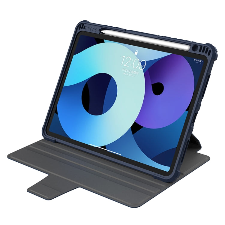 For iPad Pro 12.9 2022 NILLKIN Bumper Snapsafe Multifunctional Leather Tablet Case with Pen Slot(Blue) - free shipping - PMC TechLife - Order now!