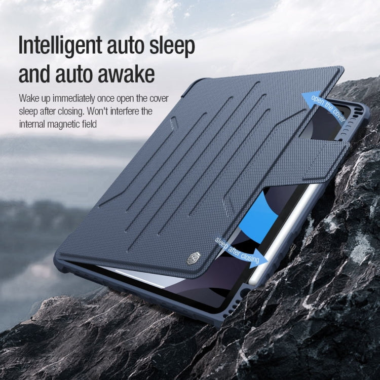 For iPad Pro 12.9 2022 NILLKIN Bumper Snapsafe Multifunctional Leather Tablet Case with Pen Slot(Blue) - free shipping - PMC TechLife - Order now!