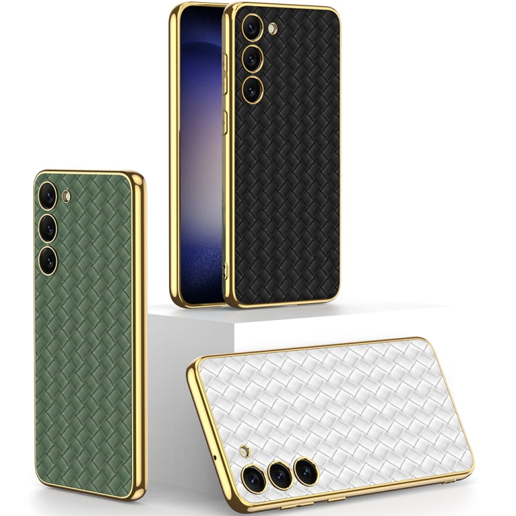 For Samsung Galaxy S23+ 5G GKK Weave Texture Electroplating PU Protective Phone Case(Black) - Galaxy S23+ 5G Cases by GKK | Online Shopping South Africa | PMC TechLife