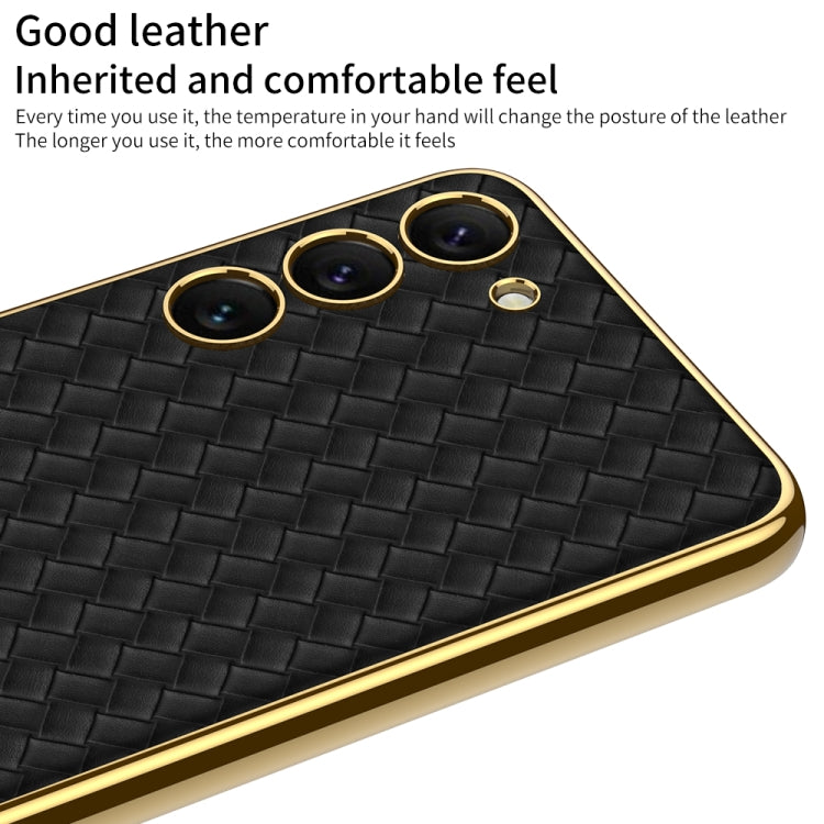 For Samsung Galaxy S23+ 5G GKK Weave Texture Electroplating PU Protective Phone Case(Purple) - Galaxy S23+ 5G Cases by GKK | Online Shopping South Africa | PMC TechLife