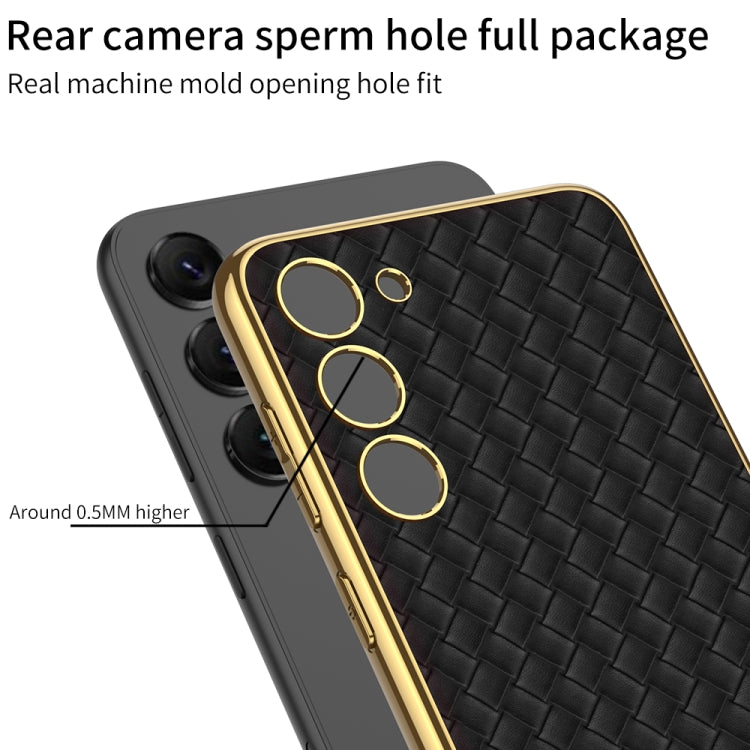 For Samsung Galaxy S23+ 5G GKK Weave Texture Electroplating PU Protective Phone Case(Black) - Galaxy S23+ 5G Cases by GKK | Online Shopping South Africa | PMC TechLife