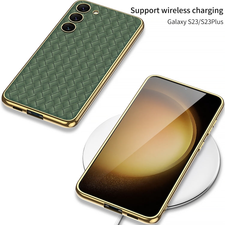 For Samsung Galaxy S23+ 5G GKK Weave Texture Electroplating PU Protective Phone Case(Purple) - Galaxy S23+ 5G Cases by GKK | Online Shopping South Africa | PMC TechLife