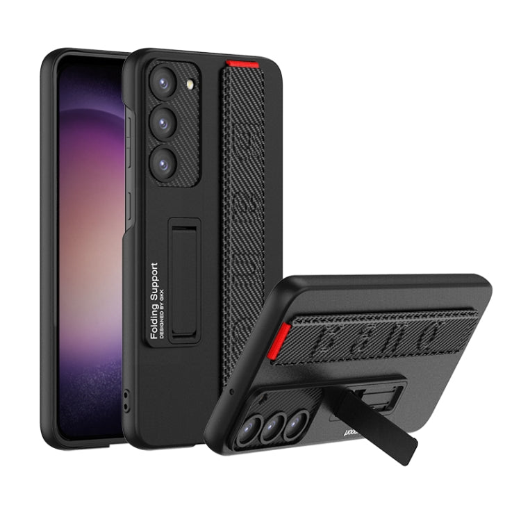 For Samsung Galaxy S23 5G GKK Ultra-thin Wristband Shockproof Phone Case with Holder(Carbon Fibre) - Galaxy S23 5G Cases by GKK | Online Shopping South Africa | PMC TechLife