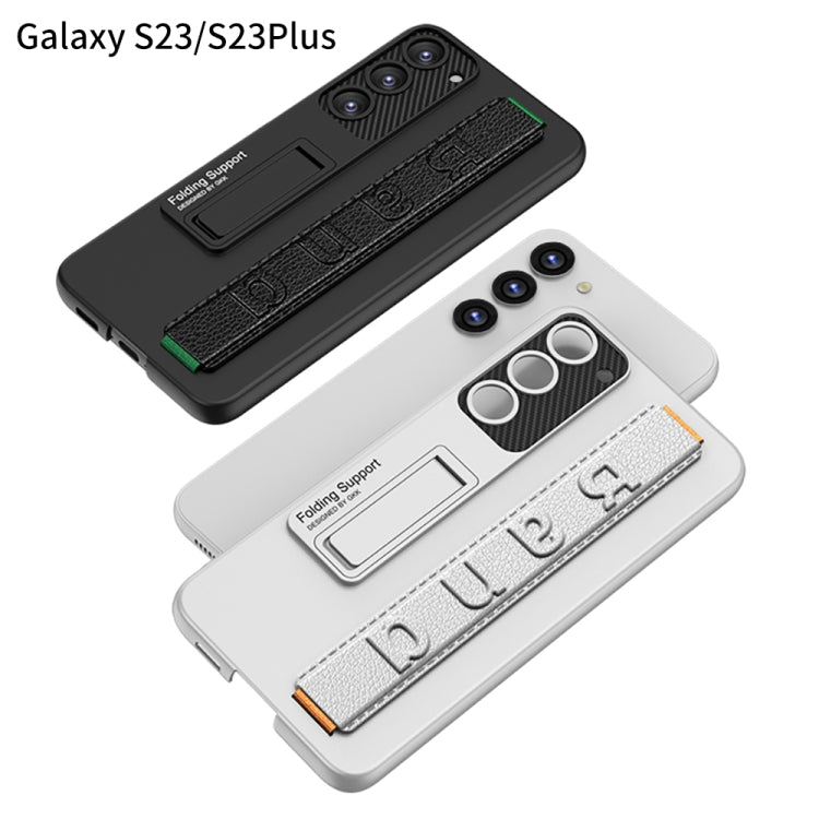 For Samsung Galaxy S23 5G GKK Ultra-thin Wristband Shockproof Phone Case with Holder(Silver) - free shipping - PMC TechLife - Order now!