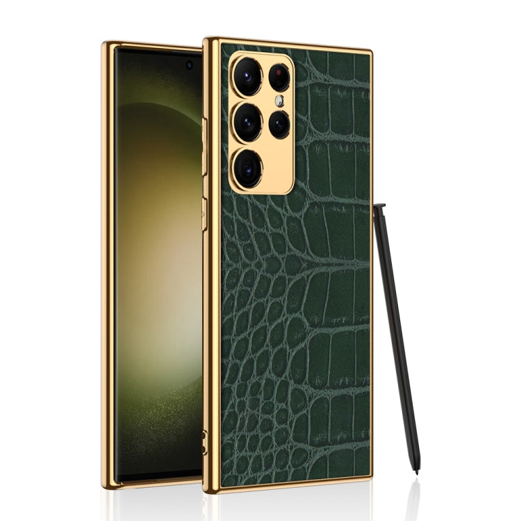 For Samsung Galaxy S23 Ultra 5G GKK Crocodile Texture Electroplating PU Protective Phone Case(Green) - Galaxy S23 Ultra 5G Cases by GKK | Online Shopping South Africa | PMC TechLife | Buy Now Pay Later Mobicred