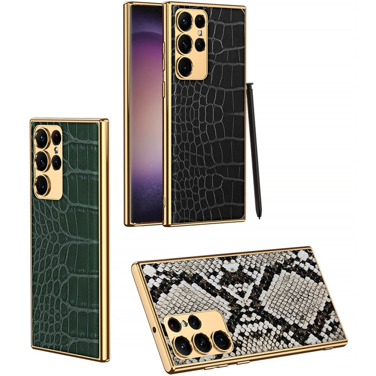 For Samsung Galaxy S23 Ultra 5G GKK Crocodile Texture Electroplating PU Protective Phone Case(Green) - Galaxy S23 Ultra 5G Cases by GKK | Online Shopping South Africa | PMC TechLife | Buy Now Pay Later Mobicred