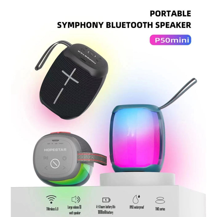HOPESTAR P50 mini TWS Outdoor RGB Light IPX6 Waterproof Bluetooth Speaker(Grey) - Waterproof Speaker by HOPESTAR | Online Shopping South Africa | PMC Jewellery