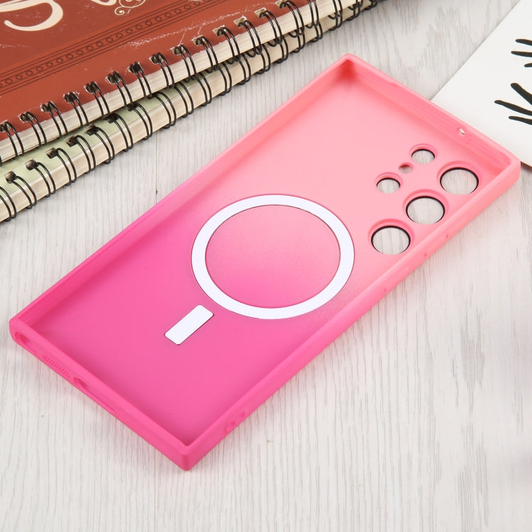 For Samsung Galaxy S22 Ultra 5G Liquid TPU Silicone Gradient MagSafe Phone Case(Pink Red) - free shipping - PMC TechLife - Order now!