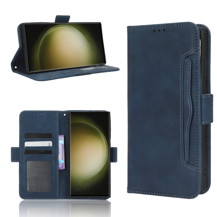 For Samsung Galaxy S23 Ultra 5G Skin Feel Calf Texture Card Slots Leather Phone Case(Blue) - Galaxy S23 Ultra 5G Cases by PMC TechLife | Online Shopping South Africa | PMC TechLife | Buy Now Pay Later Mobicred