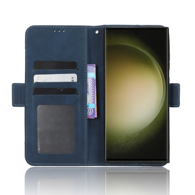 For Samsung Galaxy S23 Ultra 5G Skin Feel Calf Texture Card Slots Leather Phone Case(Blue) - Galaxy S23 Ultra 5G Cases by PMC TechLife | Online Shopping South Africa | PMC TechLife | Buy Now Pay Later Mobicred