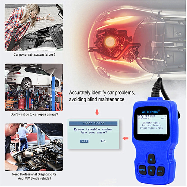 For Audi / Volkswagen / Skoda Autophix V007 Car OBD II Scanner Fault Analyzer - Code Readers & Scan Tools by PMC TechLife | Online Shopping South Africa | PMC TechLife