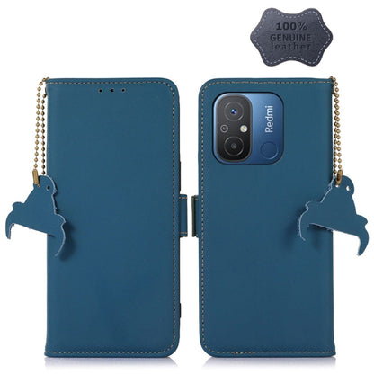 For Xiaomi Redmi 12C / Redmi 11A Genuine Leather Magnetic RFID Leather Phone Case(Blue) - Xiaomi Cases by PMC Jewellery | Online Shopping South Africa | PMC Jewellery