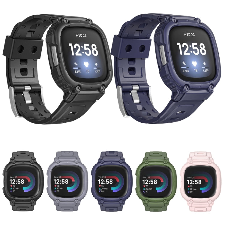 For Fitbit Versa 4 / 3 / Sense 2 / Sense 1 Armor Integrated TPU Watch Band(Grey) - Watch Bands by PMC TechLife | Online Shopping South Africa | PMC TechLife | Buy Now Pay Later Mobicred