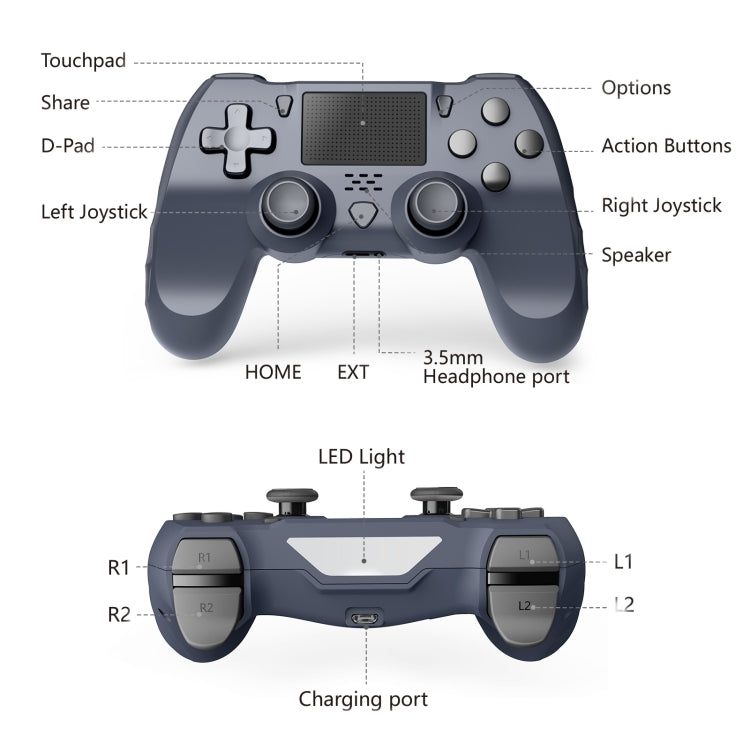 898 Bluetooth 5.0 Wireless Game Controller for PS4 / PC / Android(Grey) - Gamepads by PMC Jewellery | Online Shopping South Africa | PMC Jewellery