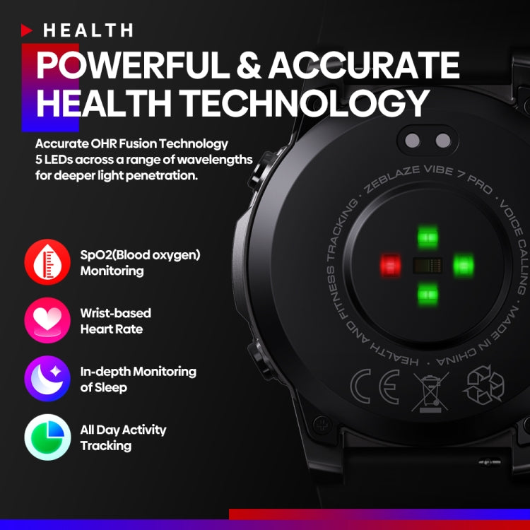 Zeblaze Vibe 7 Pro 1.43 inch Round Screen HD Smart Watch Support Voice Call / Health Monitoring(Black Silver) - free shipping - PMC TechLife - Order now!
