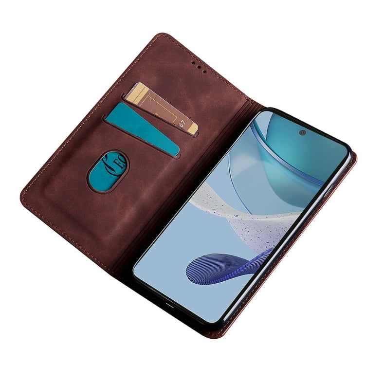 For OnePlus Ace 2/11R Skin Feel Magnetic Horizontal Flip Leather Phone Case(Dark Brown) - free shipping - PMC TechLife - Order now!