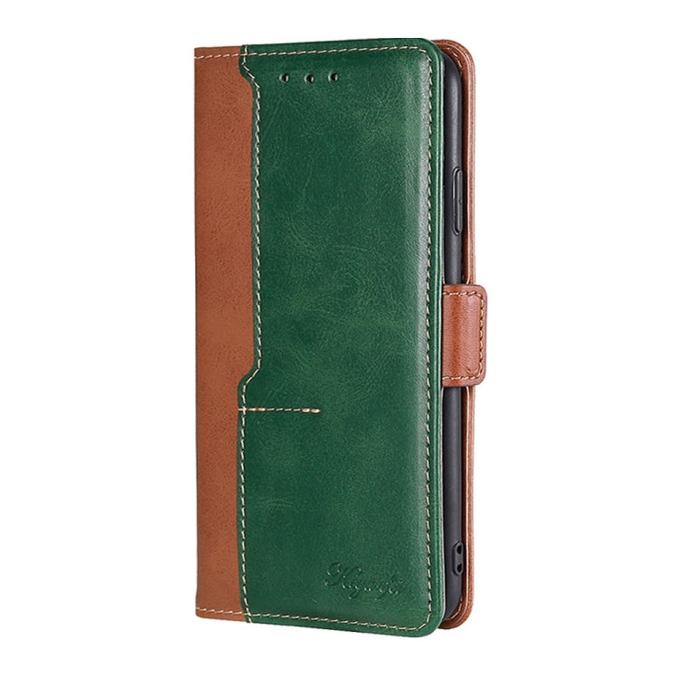 For OnePlus Ace 2/11R Contrast Color Side Buckle Leather Phone Case(Light Brown + Green) - free shipping - PMC TechLife - Order now!