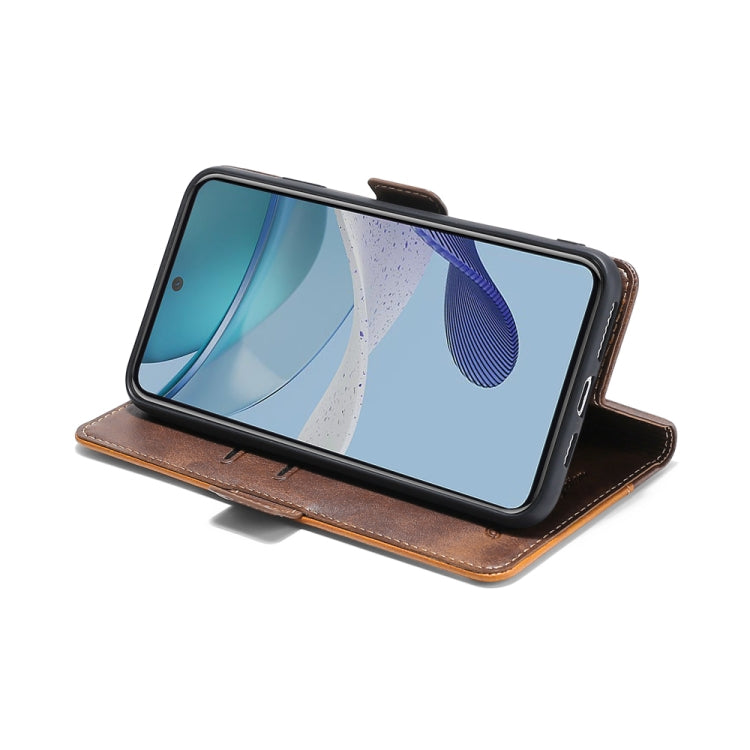 For OnePlus Ace 2/11R Contrast Color Side Buckle Leather Phone Case(Light Brown + Green) - free shipping - PMC TechLife - Order now!