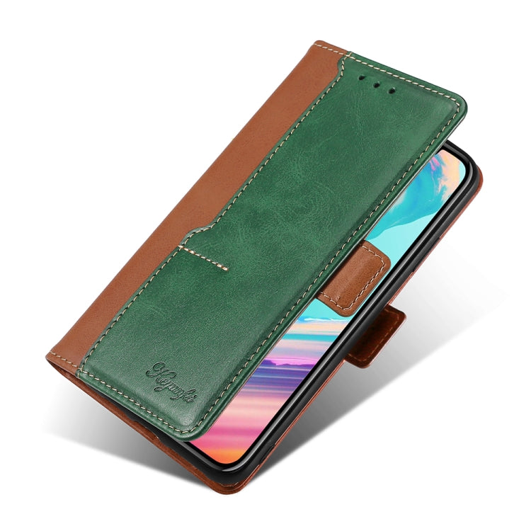 For OnePlus Ace 2/11R Contrast Color Side Buckle Leather Phone Case(Light Brown + Green) - free shipping - PMC TechLife - Order now!