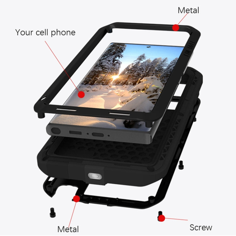 For Samsung Galaxy S23 Ultra 5G LOVE MEI Metal Shockproof Life Waterproof Dustproof Phone Case(Black) - Galaxy S23 Ultra 5G Cases by LOVE MEI | Online Shopping South Africa | PMC TechLife | Buy Now Pay Later Mobicred