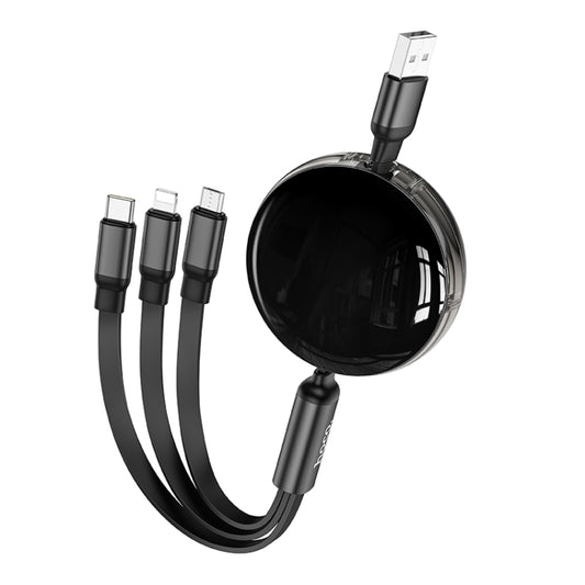 hoco X78 2A 8 Pin + USB-C/Type-C + Micro USB 3 in 1 Charging Cable, Length: 1m(Black) - Multifunction Cable by hoco | Online Shopping South Africa | PMC Jewellery