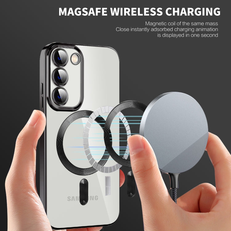 For Samsung Galaxy S23 5G CD Texture Plating TPU MagSafe Phone Case with Lens Film(Black) - Galaxy S23 5G Cases by PMC TechLife | Online Shopping South Africa | PMC TechLife