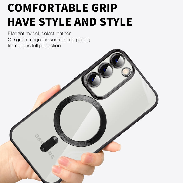 For Samsung Galaxy S23 5G CD Texture Plating TPU MagSafe Phone Case with Lens Film(Brown) - Galaxy S23 5G Cases by PMC TechLife | Online Shopping South Africa | PMC TechLife | Buy Now Pay Later Mobicred