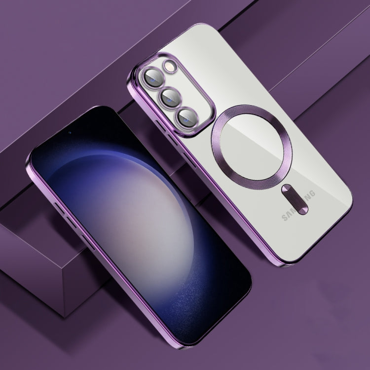 For Samsung Galaxy S23+ 5G CD Texture Plating TPU MagSafe Phone Case with Lens Film(Dark Purple) - free shipping - PMC TechLife - Order now!