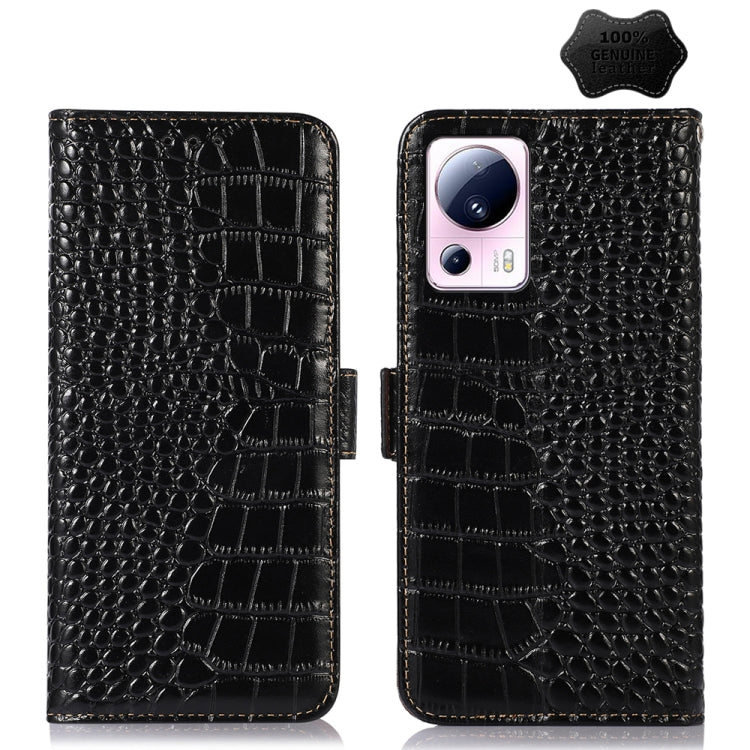 For Xiaomi 13 Lite / Civi 2 Crocodile Top Layer Cowhide Leather Phone Case(Black) - 13 Lite Cases by PMC Jewellery | Online Shopping South Africa | PMC Jewellery