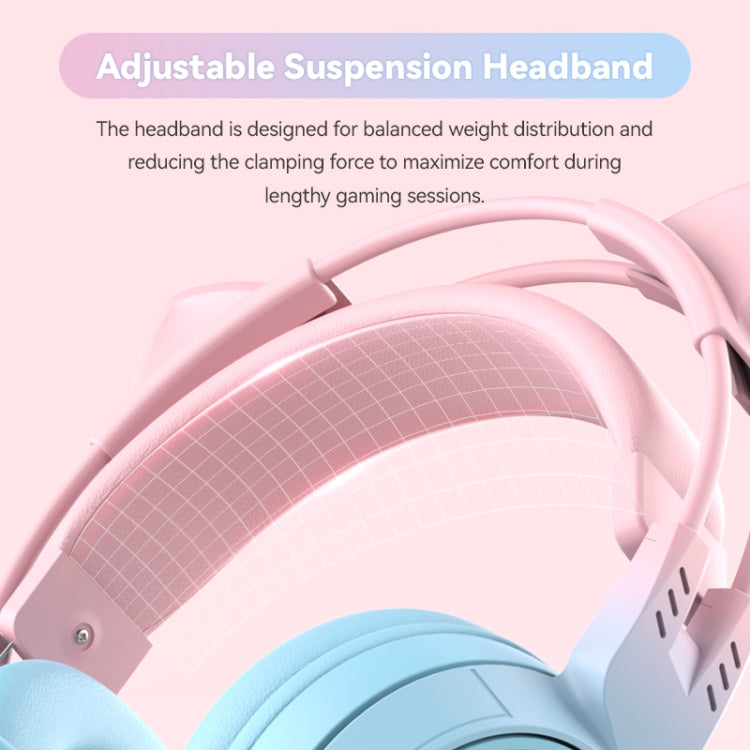 T25 RGB Stereo Cat Ear Bluetooth Wireless Headphones with Detachable Microphone(Pink) - Headset & Headphone by PMC TechLife | Online Shopping South Africa | PMC TechLife