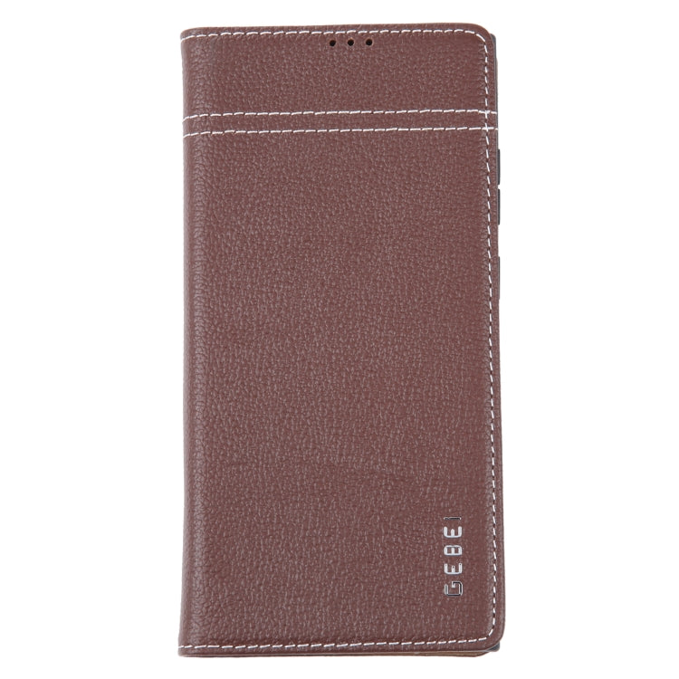 For Samsung Galaxy S23 Ultra 5G GEBEI Top-grain Horizontal Flip Leather Phone Case(Brown) -  by GEBEI | Online Shopping South Africa | PMC TechLife | Buy Now Pay Later Mobicred