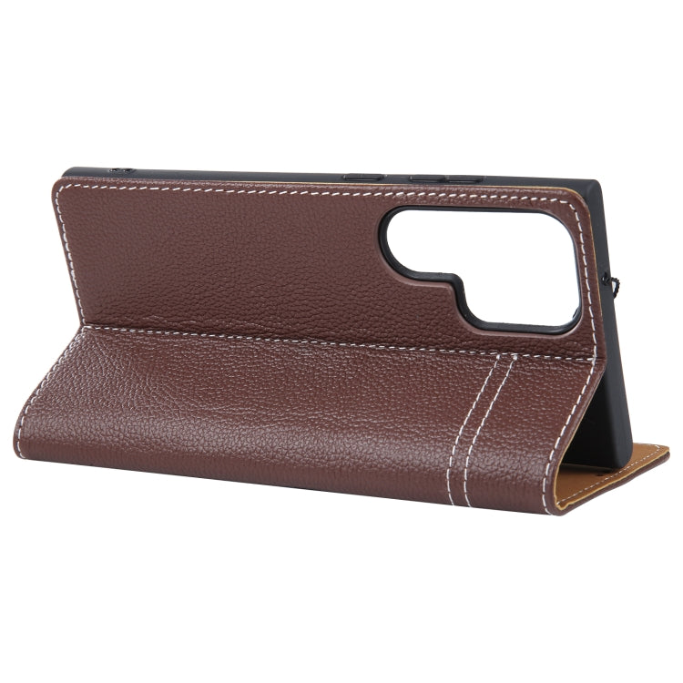 For Samsung Galaxy S23 Ultra 5G GEBEI Top-grain Horizontal Flip Leather Phone Case(Brown) -  by GEBEI | Online Shopping South Africa | PMC TechLife | Buy Now Pay Later Mobicred