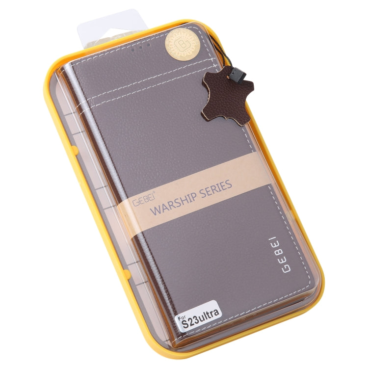 For Samsung Galaxy S23 Ultra 5G GEBEI Top-grain Horizontal Flip Leather Phone Case(Brown) -  by GEBEI | Online Shopping South Africa | PMC TechLife | Buy Now Pay Later Mobicred