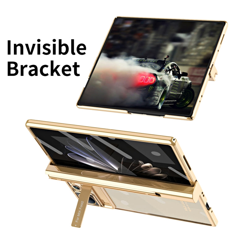 For Xiaomi Mix Fold 2 Electroplated Hinge Transparent Phone Case with Pen Slot(Silver) - Xiaomi Cases by PMC TechLife | Online Shopping South Africa | PMC TechLife
