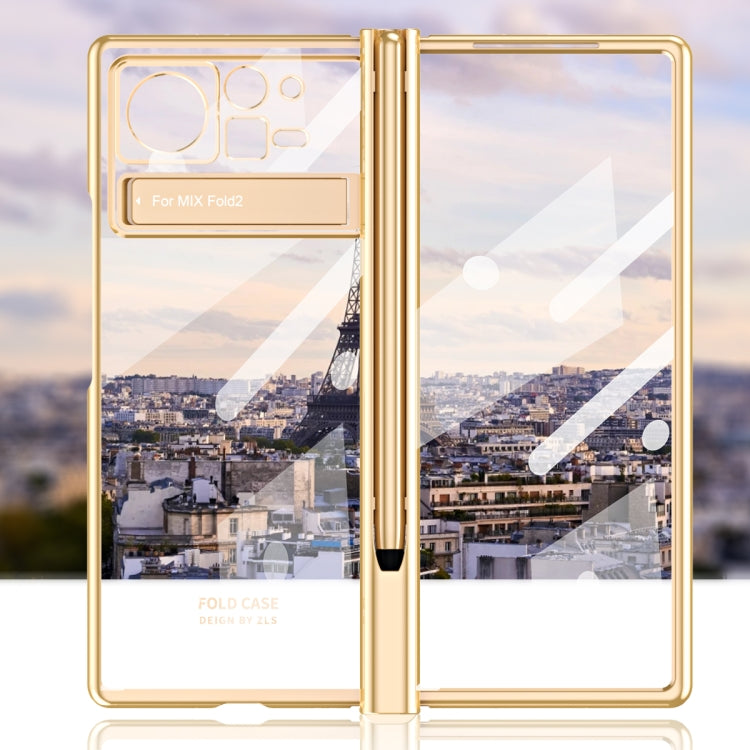 For Xiaomi Mix Fold 2 Electroplated Hinge Transparent Phone Case with Pen Slot(Silver) - Xiaomi Cases by PMC TechLife | Online Shopping South Africa | PMC TechLife