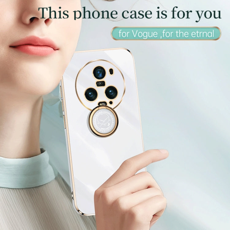 For Honor Magic5 Pro 5G XINLI Straight Edge 6D Electroplate TPU Phone Case with Ring Holder(White) - Honor Cases by XINLI | Online Shopping South Africa | PMC TechLife | Buy Now Pay Later Mobicred