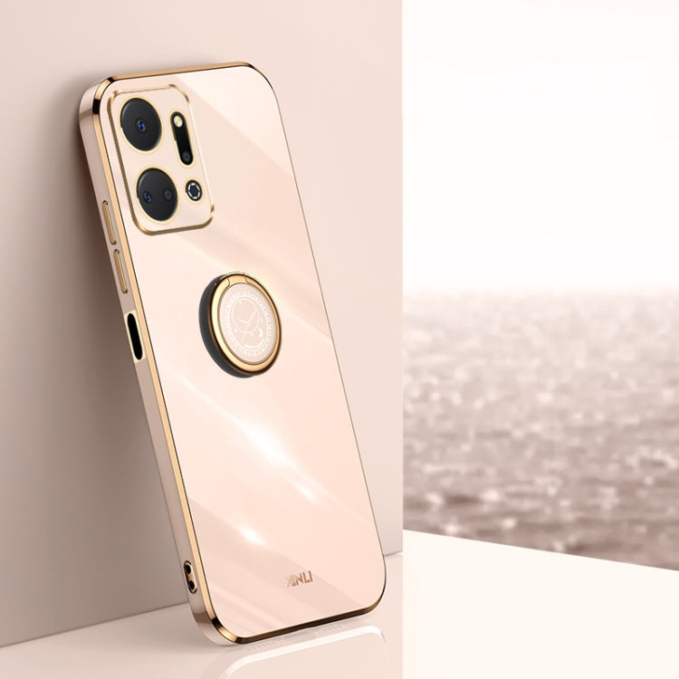 For Honor X7a 2023 XINLI Straight Edge 6D Electroplate TPU Phone Case with Ring Holder(Pink) - free shipping - PMC TechLife - Order now!