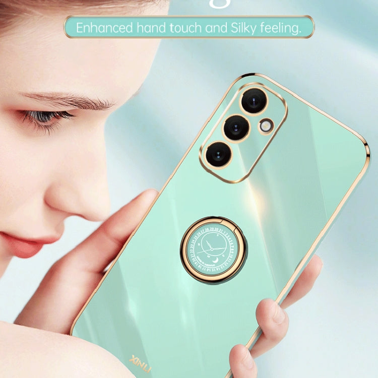 For Samsung Galaxy A34 5G XINLI Straight Edge 6D Electroplate TPU Phone Case with Ring Holder(Mint Green) - free shipping - PMC TechLife - Order now!