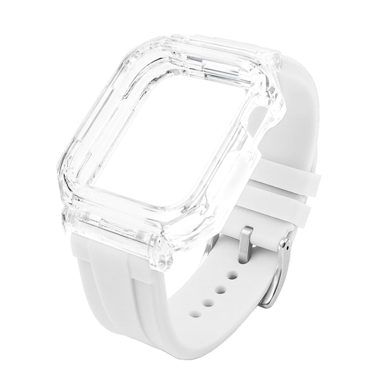Crystal Clear Polycarbonate Case Silicone Watch Band For Apple Watch Series 8&7 45mm / SE 2&6&SE&5&4 44mm / 3&2&1 42mm(White) - Watch Cases by PMC TechLife | Online Shopping South Africa | PMC TechLife | Buy Now Pay Later Mobicred