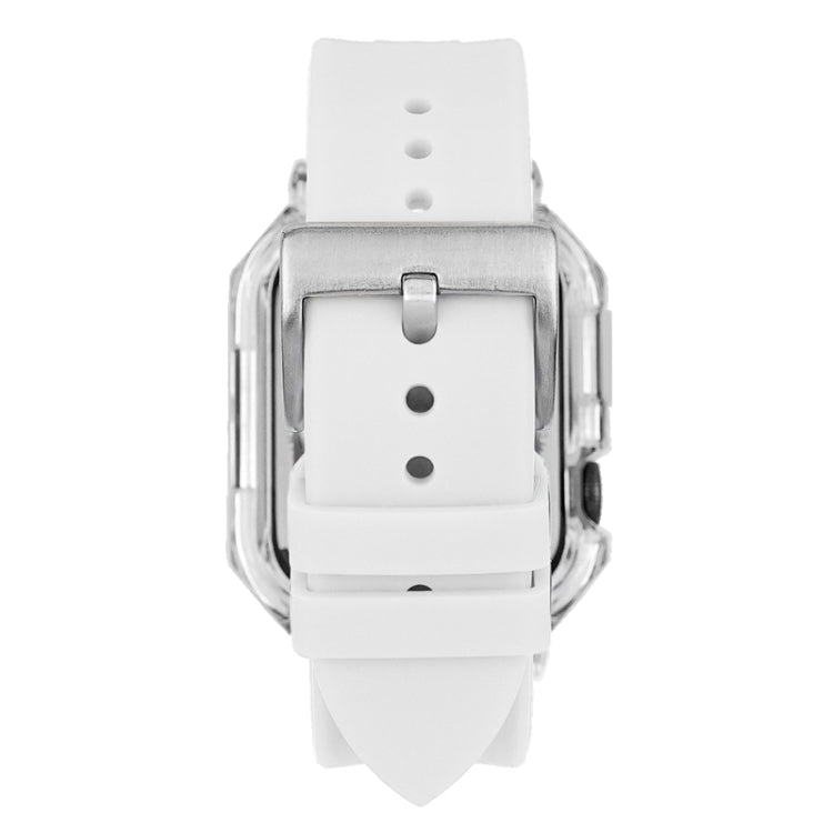 Crystal Clear Polycarbonate Case Silicone Watch Band For Apple Watch Series 8&7 45mm / SE 2&6&SE&5&4 44mm / 3&2&1 42mm(White) - Watch Cases by PMC TechLife | Online Shopping South Africa | PMC TechLife | Buy Now Pay Later Mobicred