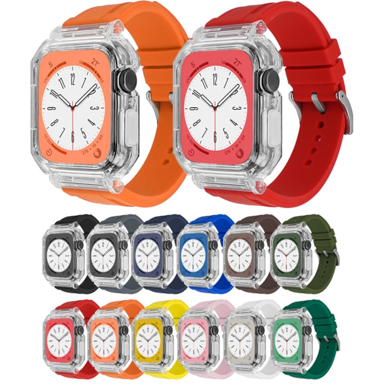 Crystal Clear Polycarbonate Case Silicone Watch Band For Apple Watch Series 8&7 45mm / SE 2&6&SE&5&4 44mm / 3&2&1 42mm(White) - Watch Cases by PMC TechLife | Online Shopping South Africa | PMC TechLife | Buy Now Pay Later Mobicred