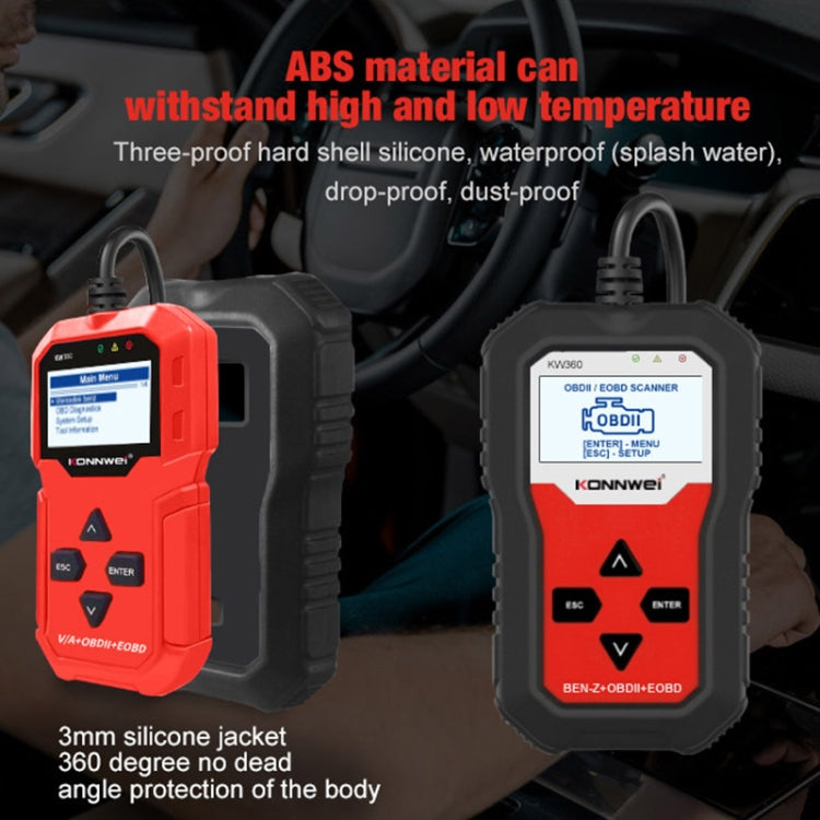 For Mercedes Benz KONNWE KW360 2.4 inch OBD2 Car Fault Detector - Code Readers & Scan Tools by KONNWEI | Online Shopping South Africa | PMC TechLife | Buy Now Pay Later Mobicred