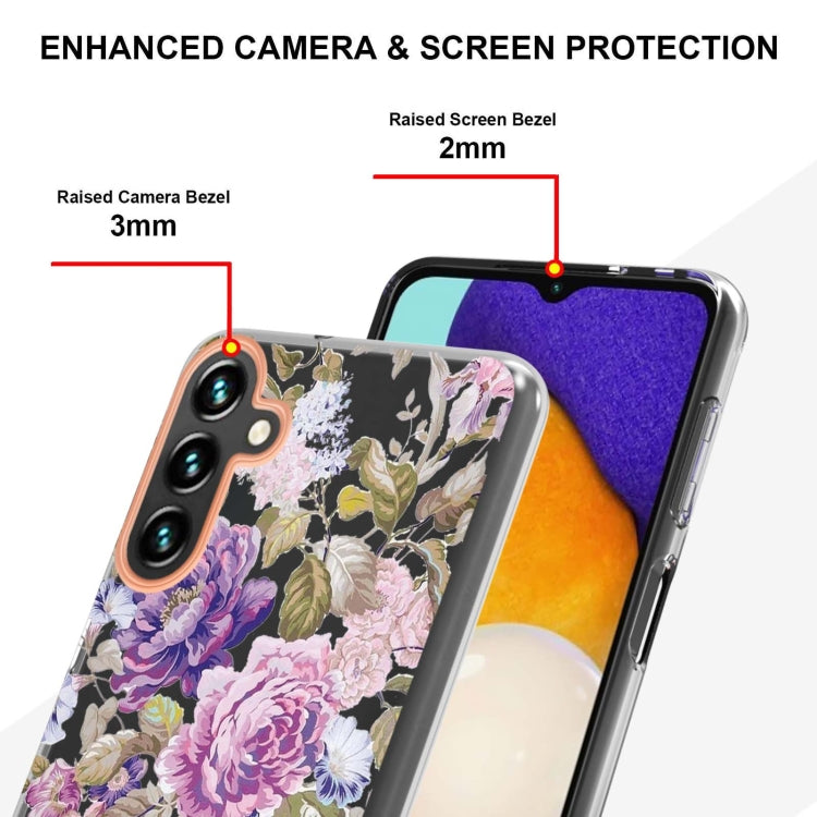 For Samsung Galaxy A34 5G Flowers and Plants Series IMD TPU Phone Case(Purple Peony) - free shipping - PMC TechLife - Order now!