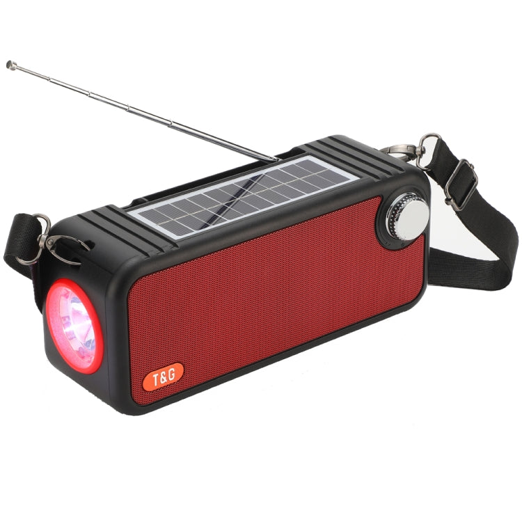 T&G TG637 Outdoor Portable Solar Power Wireless Bluetooth Speaker with FM / Flashlight / TF Card Slot(Red) - Desktop Speaker by T&G | Online Shopping South Africa | PMC Jewellery