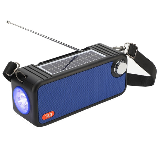 T&G TG637 Outdoor Portable Solar Power Wireless Bluetooth Speaker with FM / Flashlight / TF Card Slot(Blue) - Desktop Speaker by T&G | Online Shopping South Africa | PMC Jewellery
