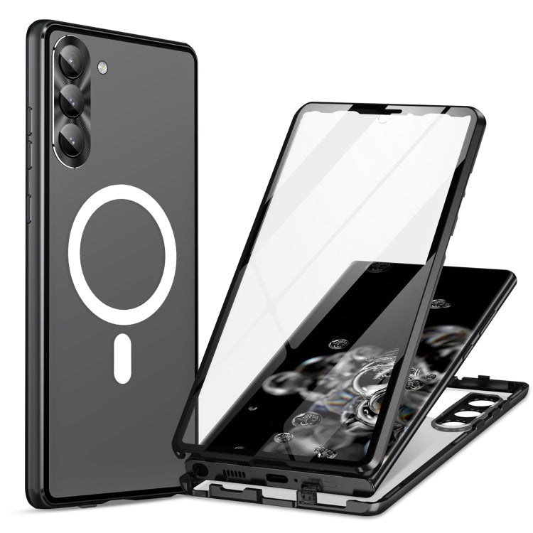 For Samsung Galaxy S21 5G HD Full Cover Magsafe Magnetic Metal Tempered Glass Phone Case(Black) - Galaxy S21 5G Cases by PMC TechLife | Online Shopping South Africa | PMC TechLife