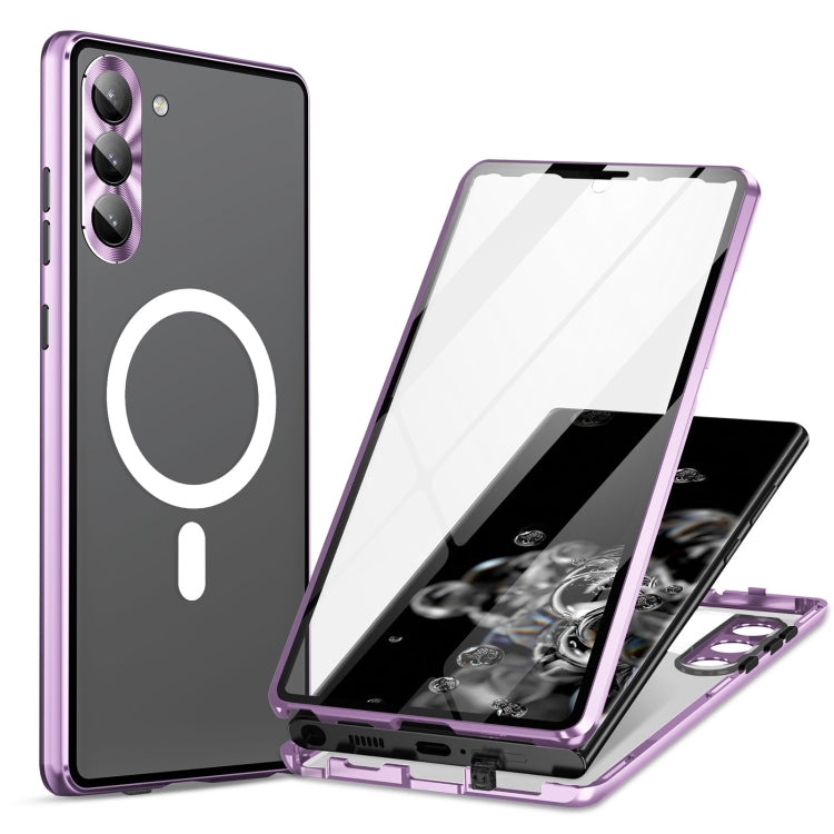 For Samsung Galaxy S22 5G HD Full Cover Magsafe Magnetic Metal Tempered Glass Phone Case(Purple) - free shipping - PMC TechLife - Order now!