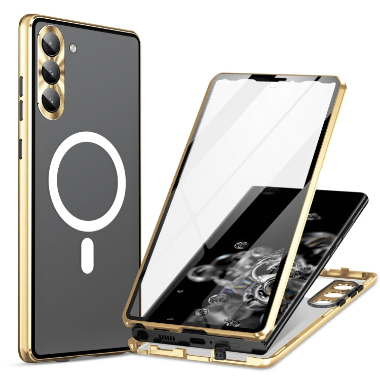 For Samsung Galaxy S22+ 5G HD Full Cover Magsafe Magnetic Metal Tempered Glass Phone Case(Gold) - free shipping - PMC TechLife - Order now!